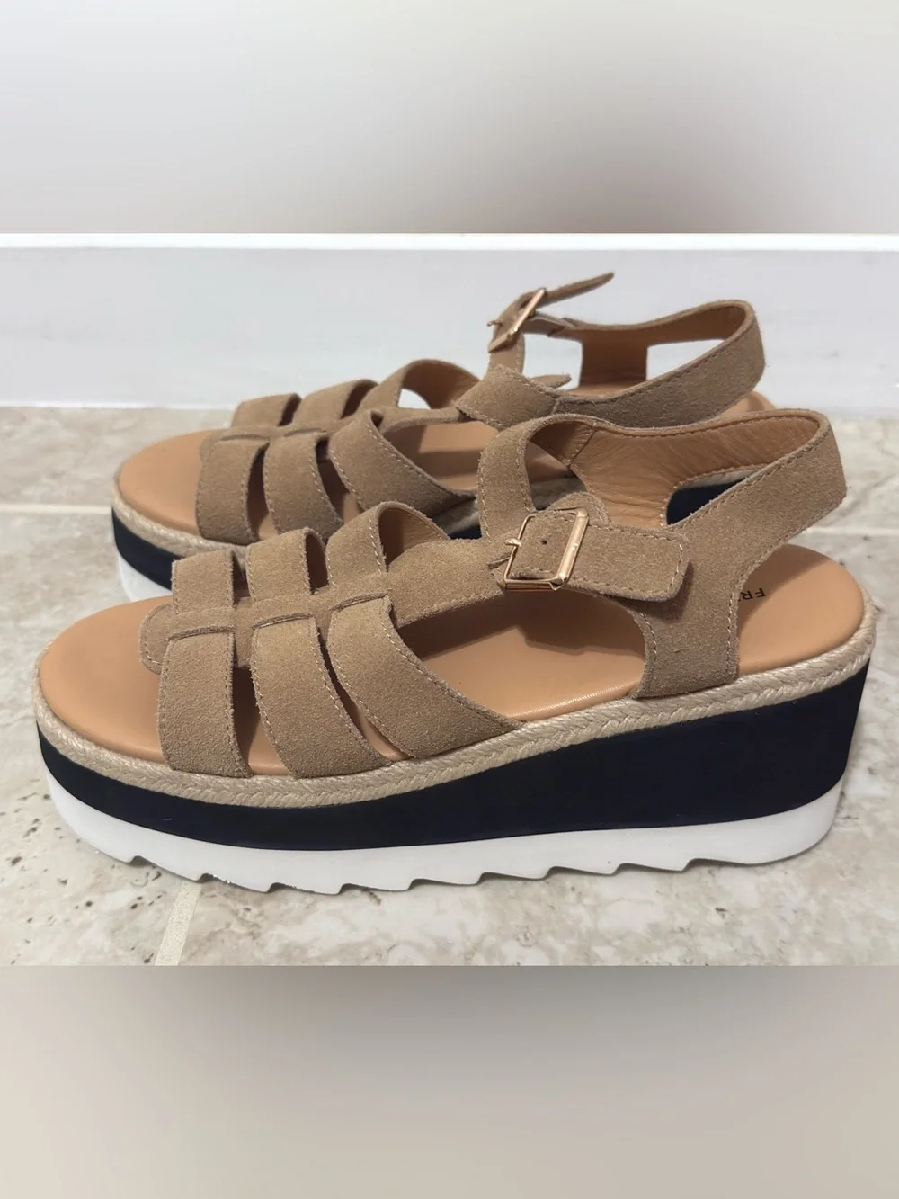 Free People Mykonos Platform Wedge Fisherman Sandal In Vachetta Suede Color